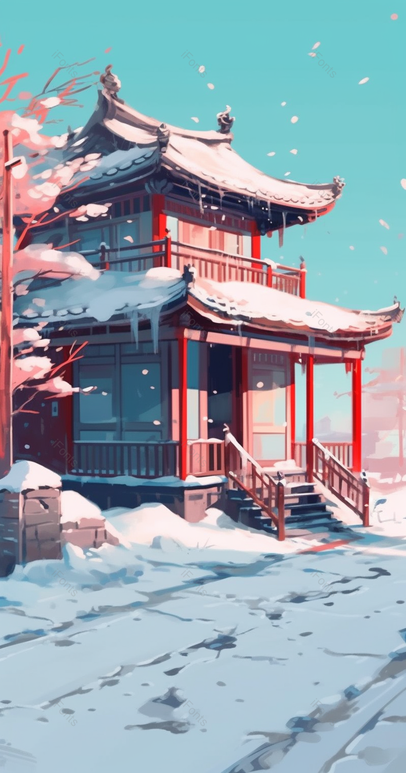 冬天雪红色房屋景建筑插画,插画/手绘图,插画/手绘图库,插画/手绘图下载,插画/手绘